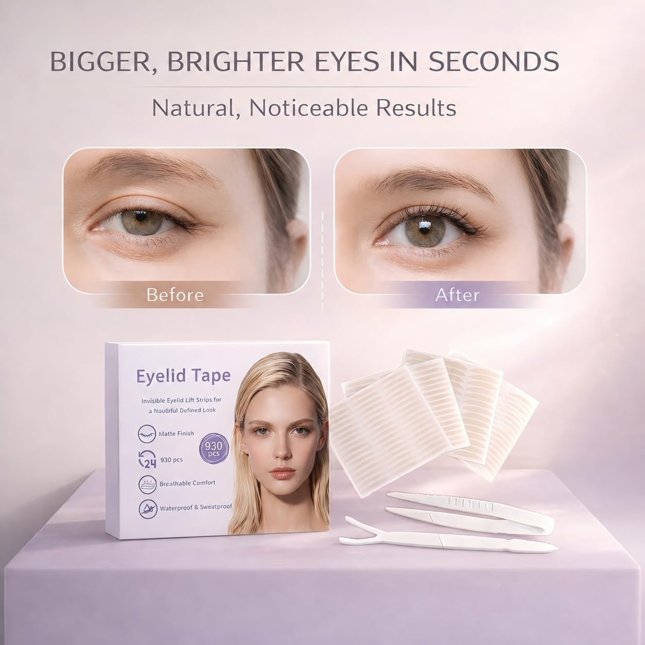 Eyelid Tape for Hooded Eyes Invisible – Eyelid Lift Strips for Sagging, Uneven，600 Count