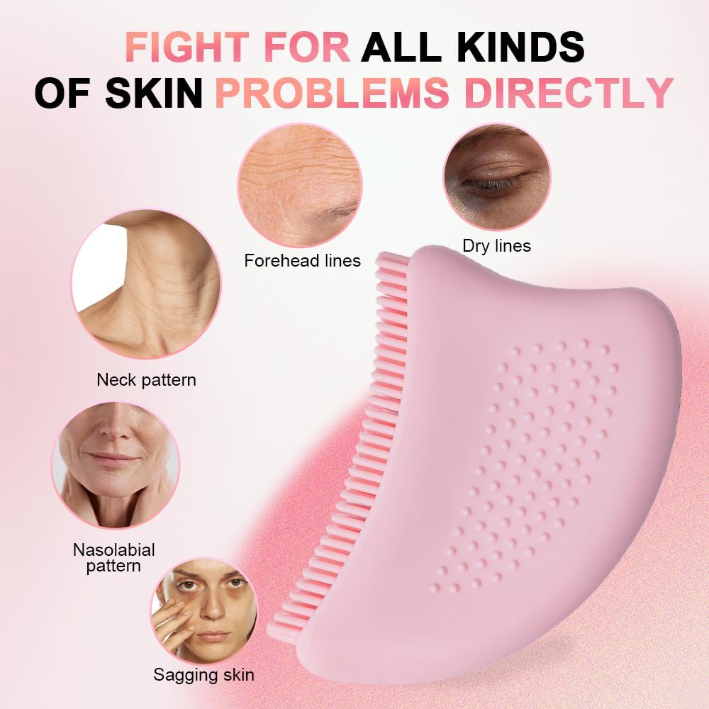 Lymphatic Contour Face Brush - Silicone Massager for Drainage & Sculpting | 2-Piece Set with Travel Case