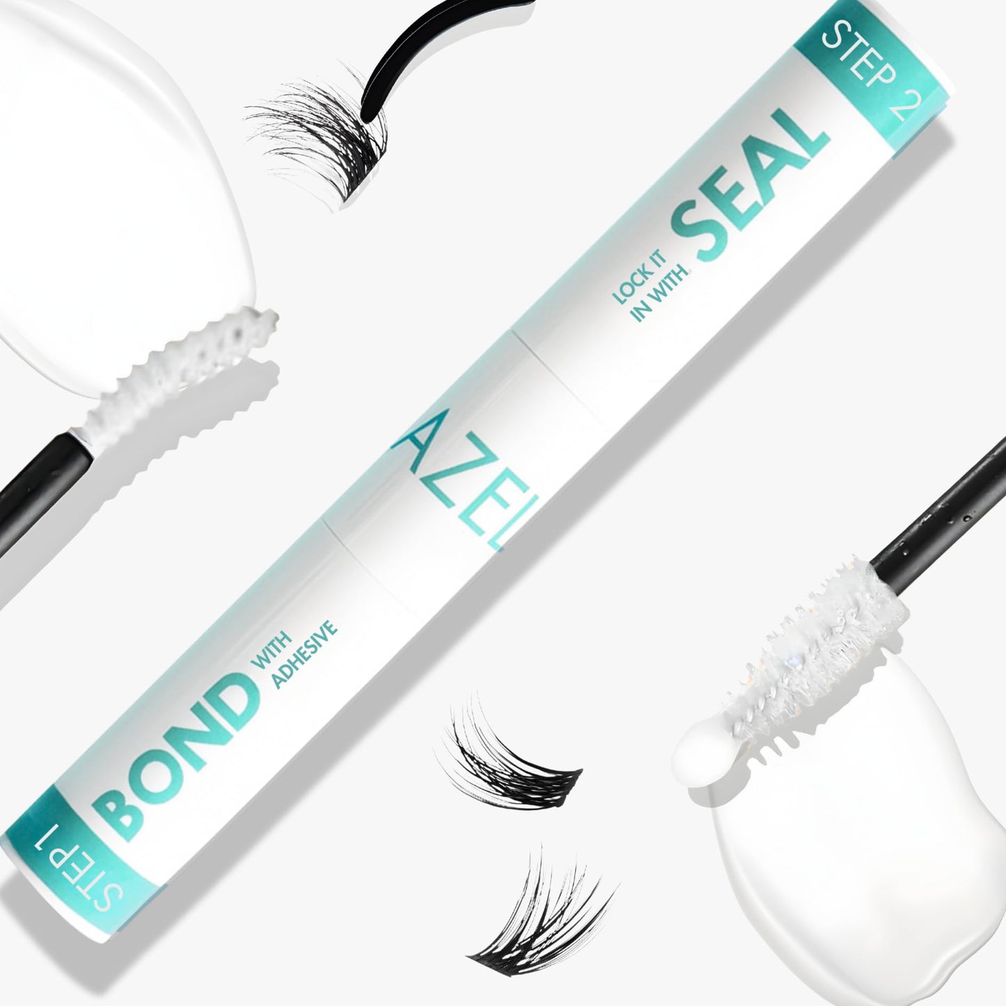 Gazelle 2in1 Lash Keeper Cluster Lash Glue & Sealer, Fast-Dry 100% Clear Lash Adhesive with 360° Slim Precision Brush, Waterproof & Sweat-Resistant, 7–10 Day Hold, Latex-Free Gentle for Sensitive Eyes
