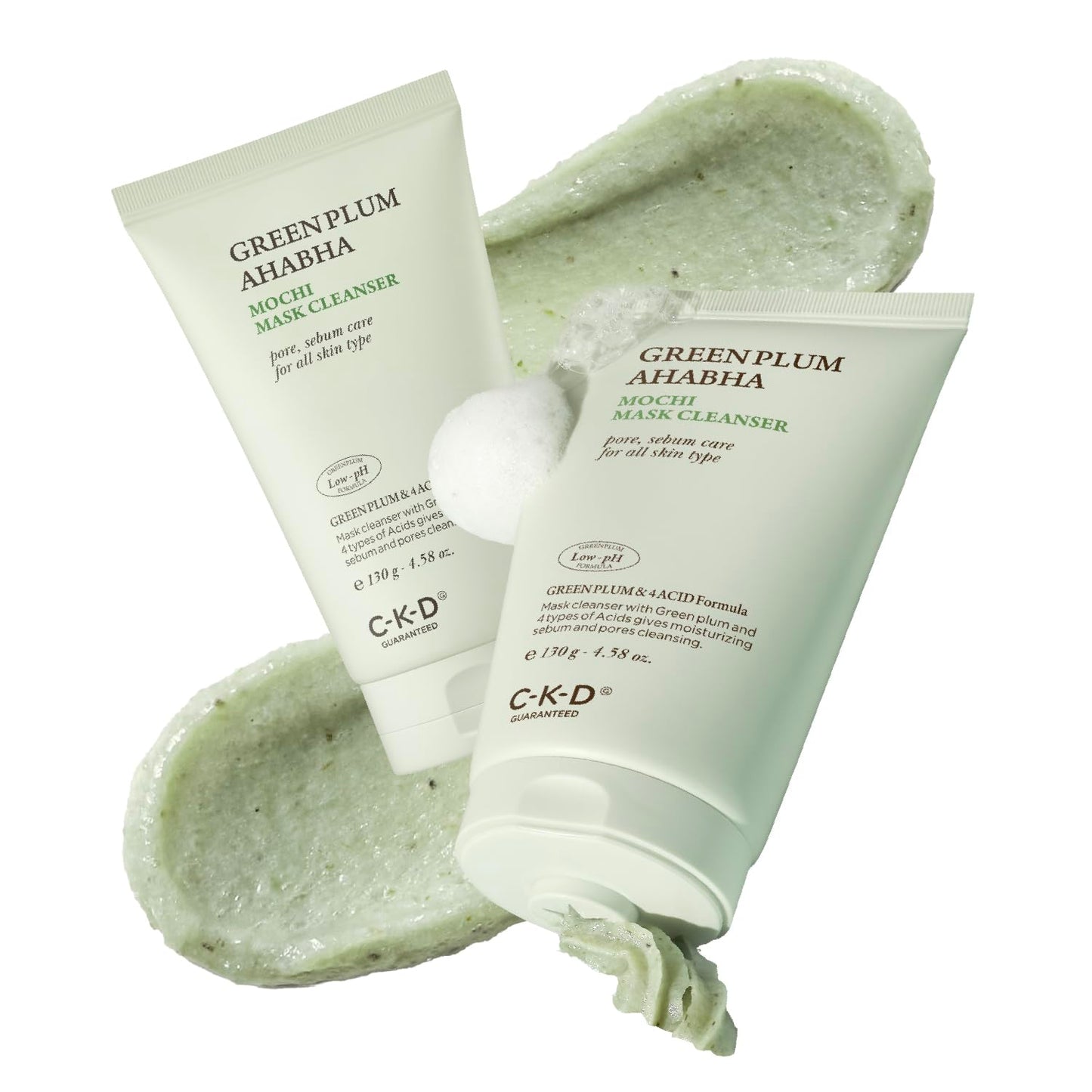 Green Plum AHA BHA Clay Mask Cleanser - Korean Face Wash & Makeup Remover | Controls Sebum, Tightens Pores, 4.58 oz
