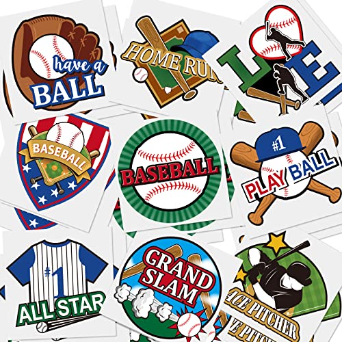 Baseball Temporary Tattoos for Kids - 144 Waterproof Sports Stickers