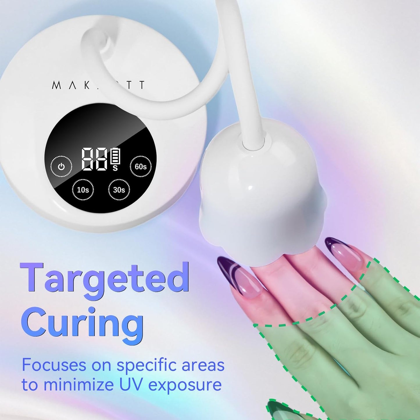 Makartt Mini UV Nail Lamp - Rechargeable LED Nail Dryer with 4 Timers & Auto Sensor for Fast Curing | Perfect for Home DIY Manicure