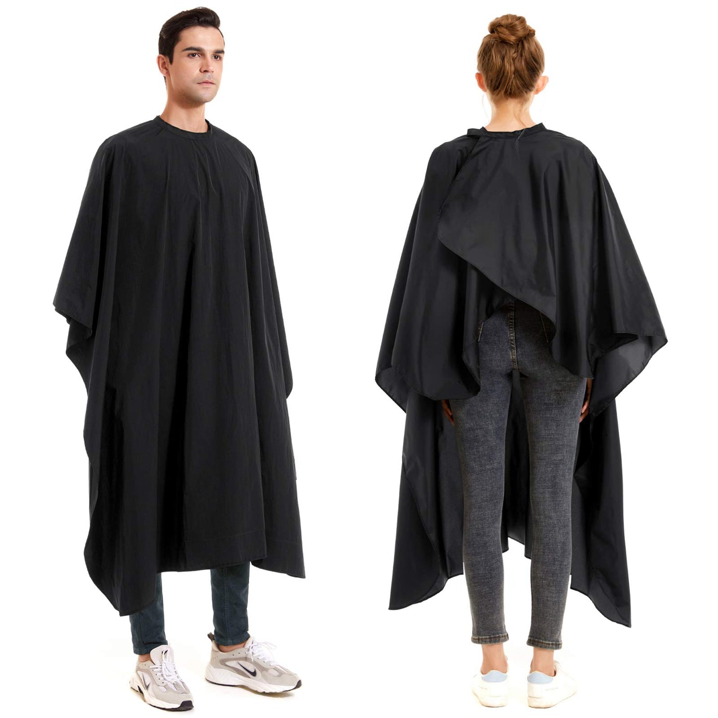 izzycka Nylon Barber Cape 64"x56" Waterproof Salon Large Hair Cutting Cape Haircut for Men with Adjustable Snap Closure Color Capes Professional Stylist Hairdresser Apron Adults Unisex Black