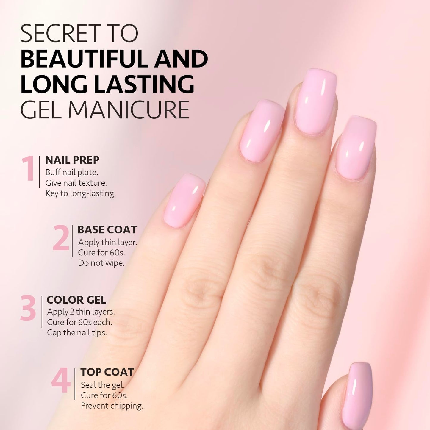 Pastel Gel Nail Polish - 16ml Pink Soak Off UV Light Cure Gel for Spring Summer | Macaron Baby Pink