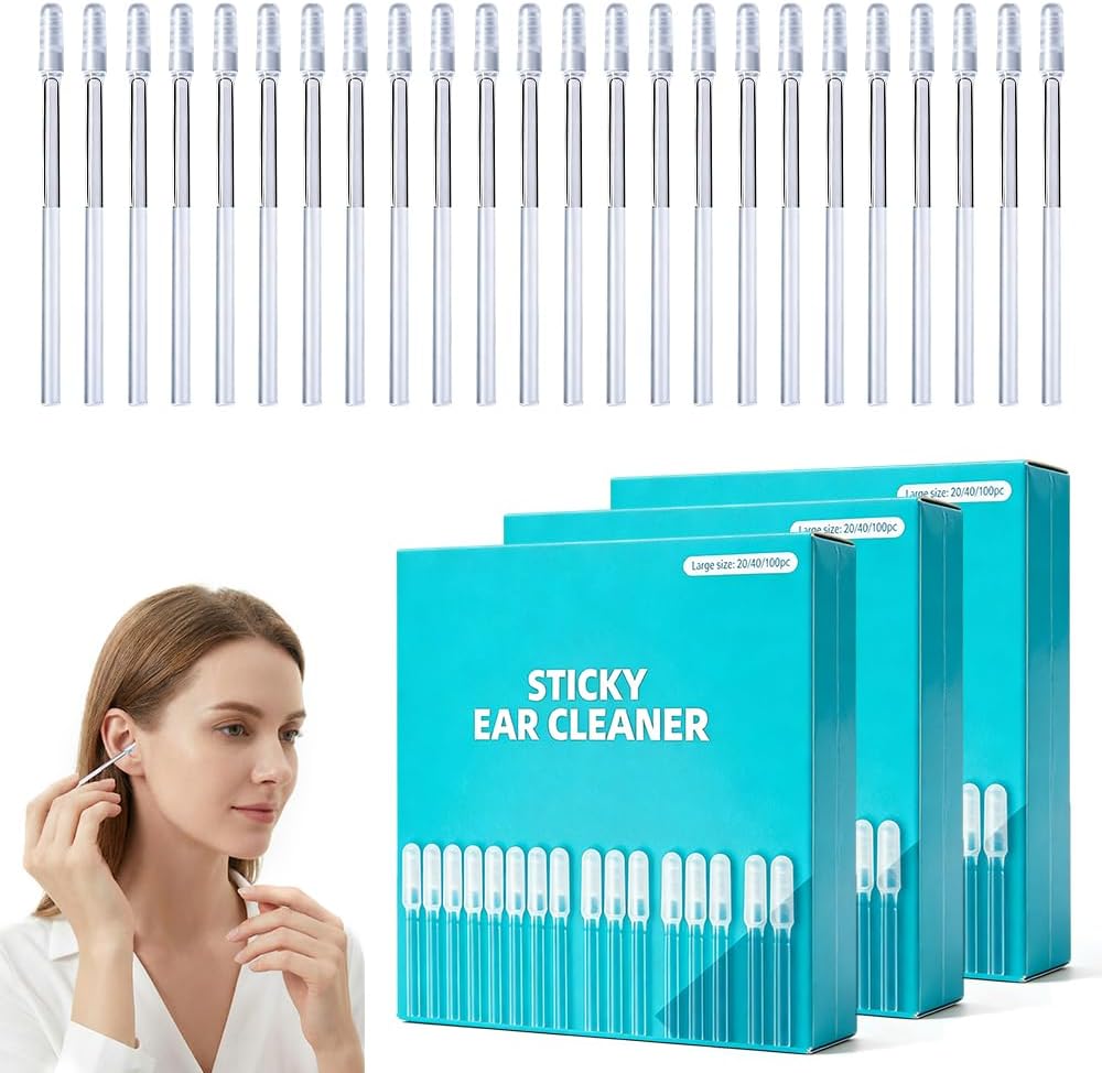Reusable Earwax Removal Swabs - Sticky Ear Cleaning Sticks with Dust Cover | 48pcs, Transparent