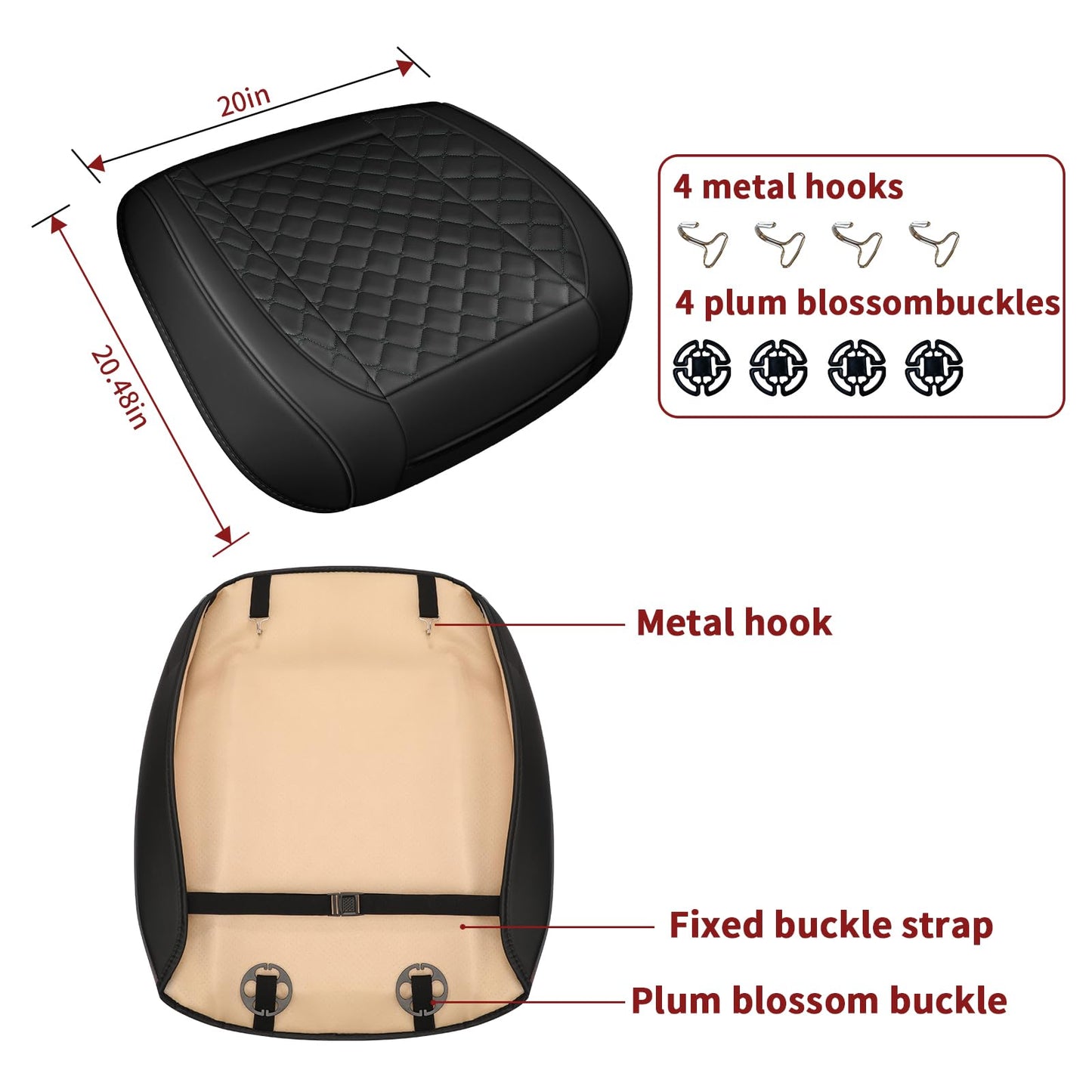 ZMOIVOK 2pcs Car Seat Covers for Upgrade Leather,Car Seat Protector Water Proof Material,No Slip Soft,Side Wrapping,Bottom Seat Covers Universal for Most Automotive,Vans,Trucks,Suvs (Black)