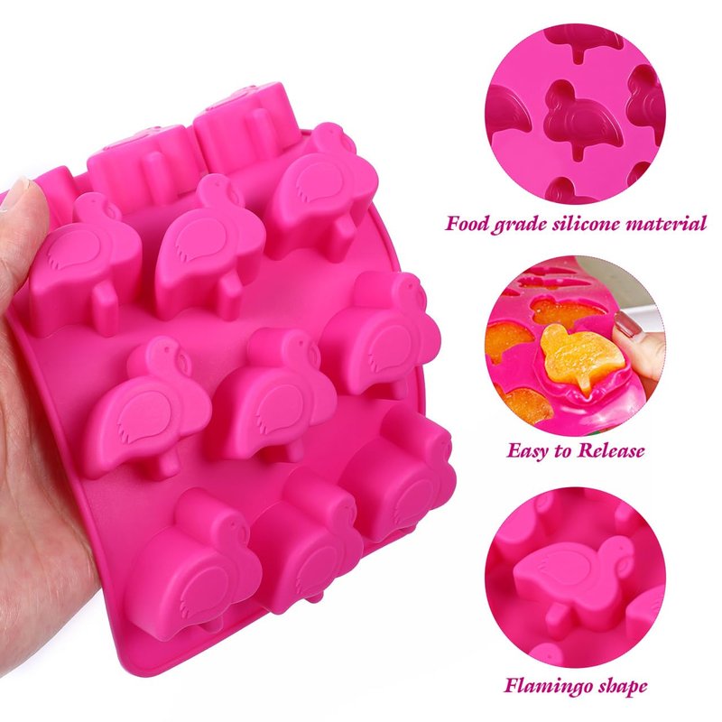 Amosfun Flamingo Cake Mold Set 2 Pcs Silicone Baking Molds for Diy Cakes Desserts Candy and Ice Shapes Non-Stick Flexible 8.5 Inch