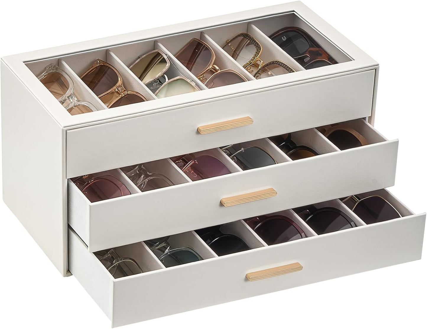 Sunglasses Storage Box for Women - Clear Top Eyewear Organizer | Stylish Display Case