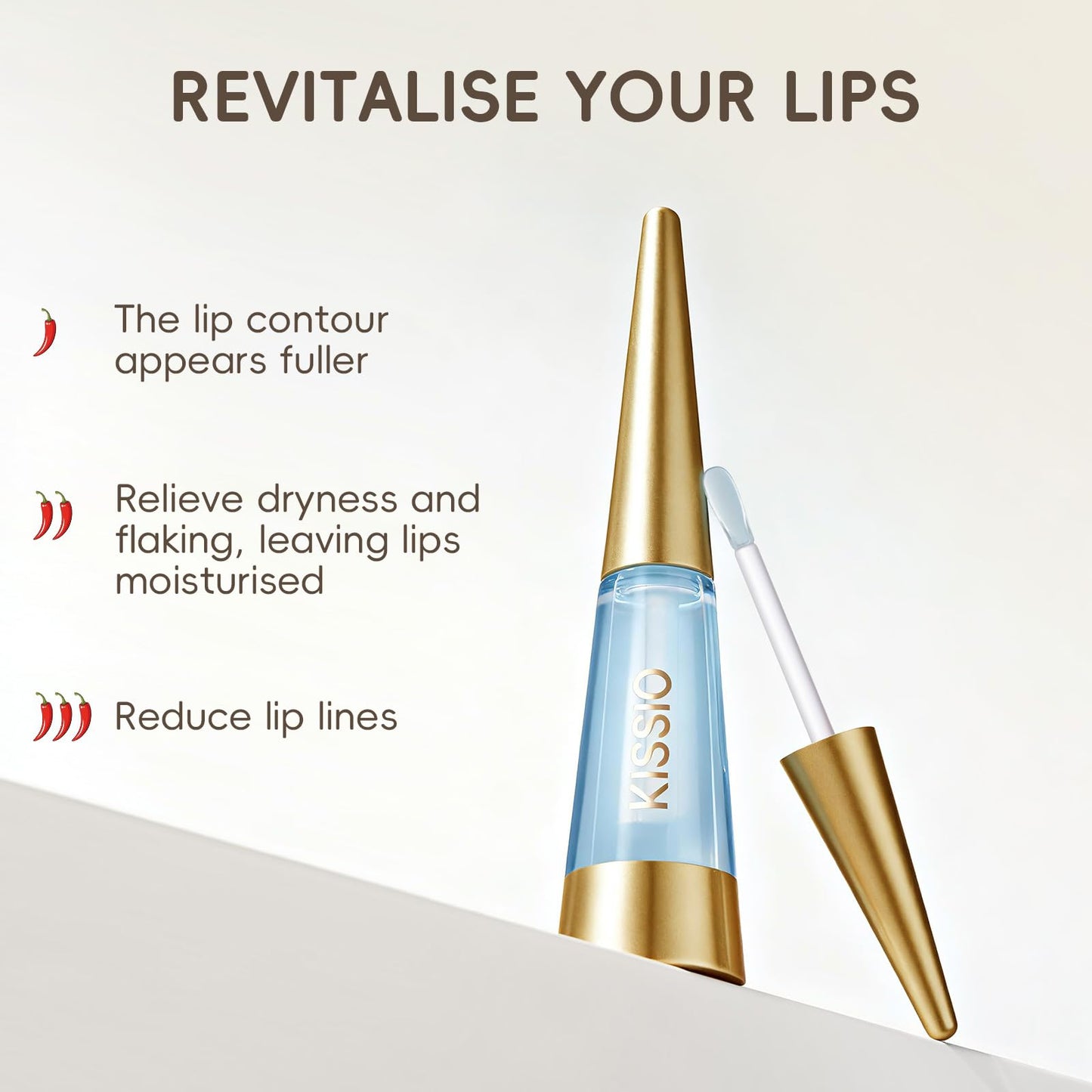 KISSIO PLUMP Lip Plumper,0.3 fl oz (9 ml),Maximum Plump with Ginger and Peptides,Extreme Lip Plumper,Hydrating and Plumping,Lips Line Care,Lips Gloss,Master