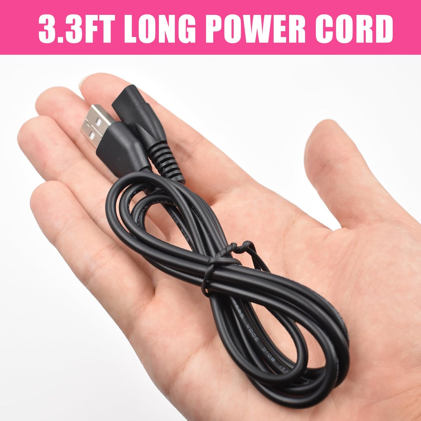 Pinkind Replacement Charger for Limural Hair Clippers, Trimmer Charger Cord Compatible with Limural Electric Shavers for Men, USB Charging Cable Power Cord Supply Adapter