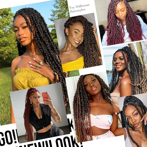 MCNJM Passion Twist Hair 16 Inch T/30# - 8 Packs Water Wave Crochet Extensions for Black Women