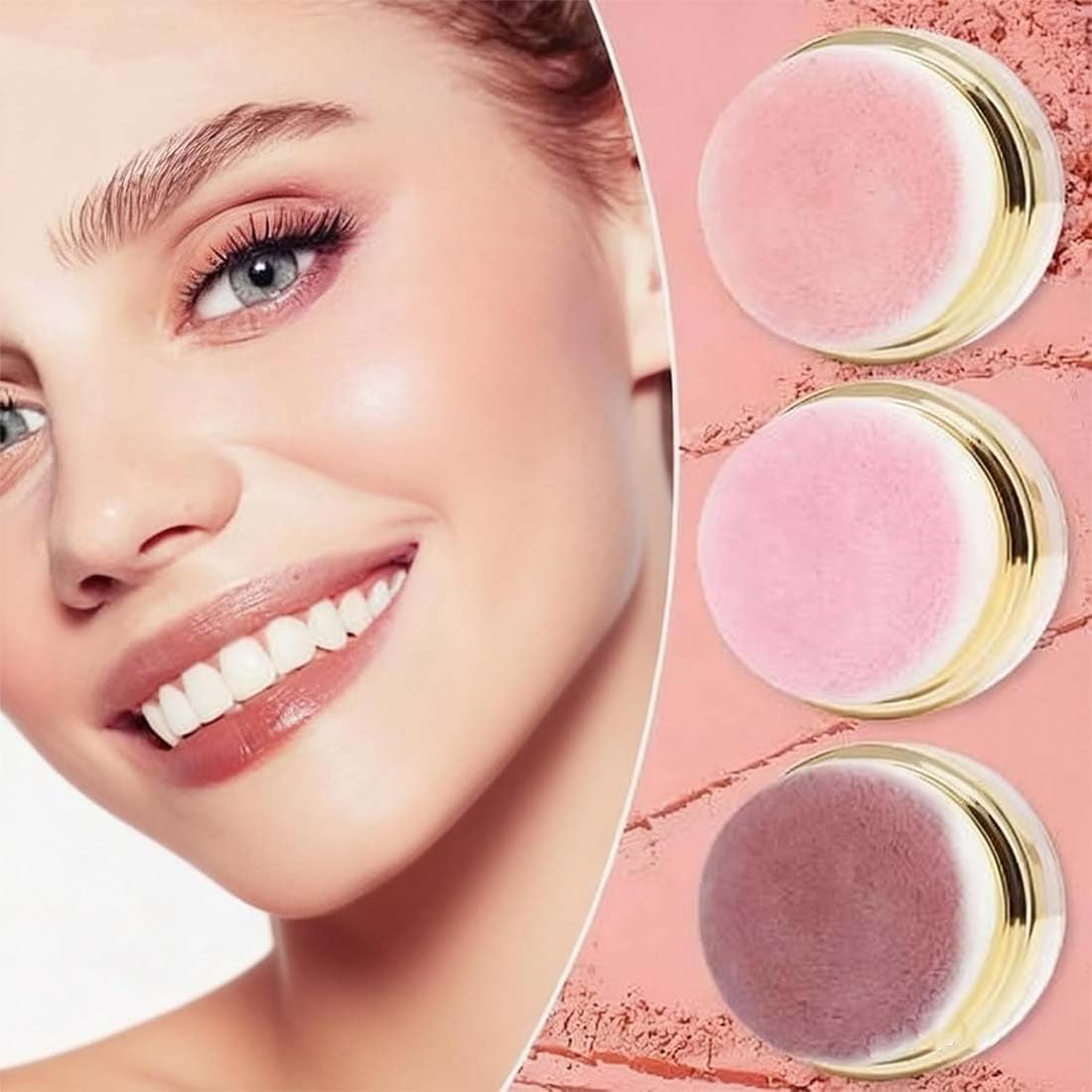 Makeup Set Kit - 3-Piece Soft & Fluffy Loose Face Blushes | Lightweight Pocket Palette with Mirror for All Skin Types