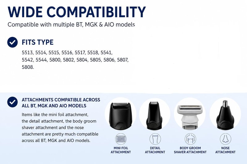 Replacement Body Groomer Foil Shaver Attachment for Braun Trimmer Handle Type 5513, 5514, 5515, 5516, 5517, 5518, 5541, 5542, 5544, 5800, 5802, 5804, 5805, 5806, 5807, 5808
