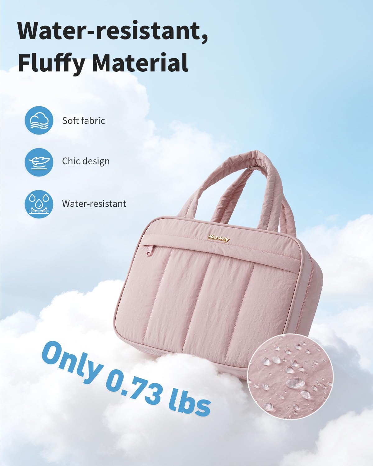 Quilted Travel Toiletry Bag for Women - Portable Makeup Organizer | Pink
