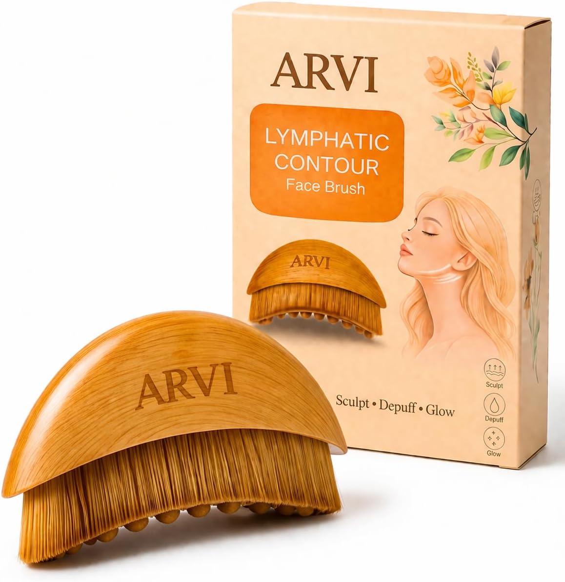 Lymphatic Contour Face Brush - Ultra Soft Facial Drainage Tool for Sculpting & Depuffing | Gentle Dry Brush for Face & Neck