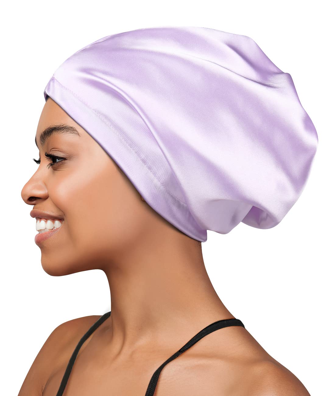 Women's Slouchy Beanie Chemo Hat - Soft Satin Sleep Cap in Burgundy