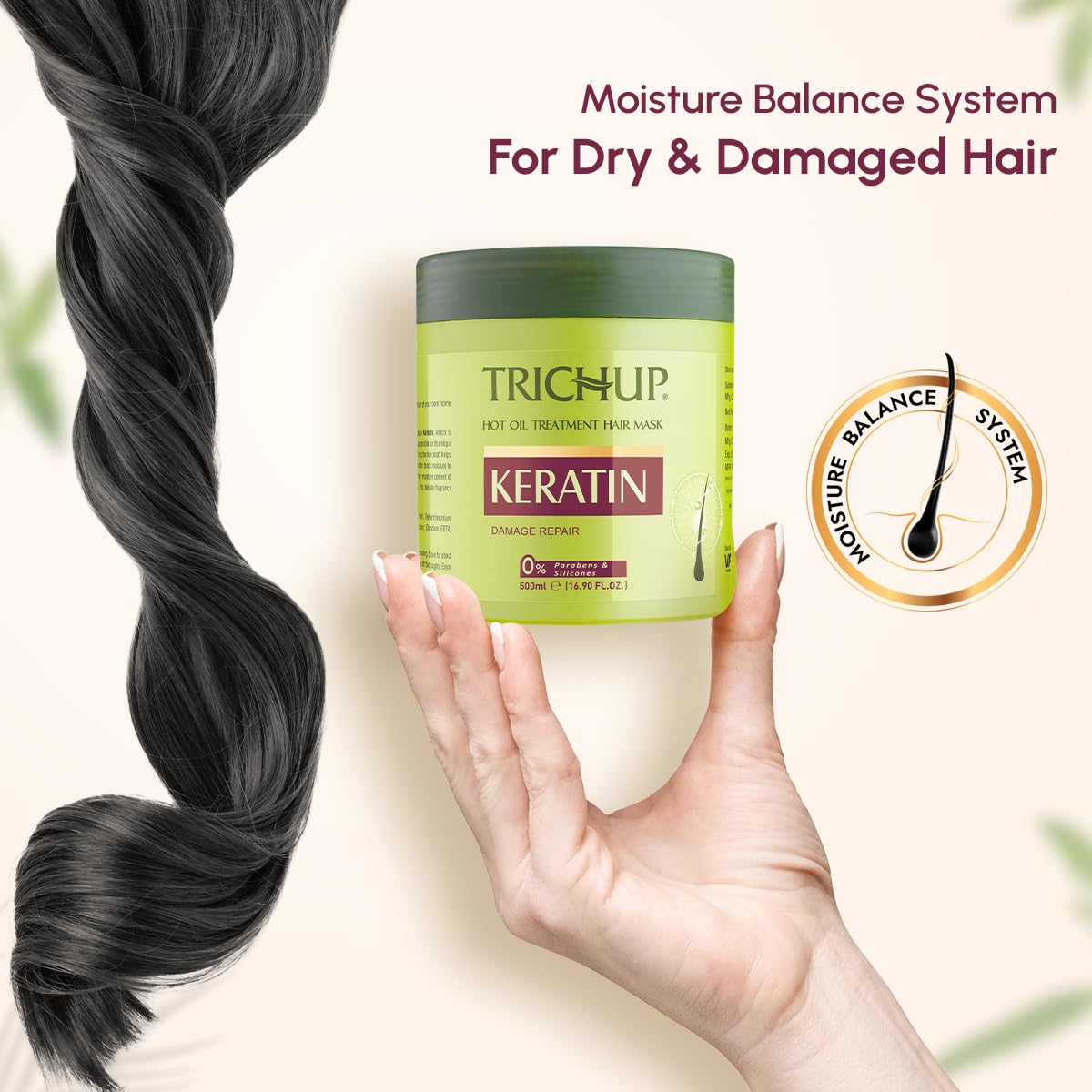 Trichup Keratin Hair Mask - Deep Conditioning Treatment for Dry, Damaged Hair | 500ml | Strengthens & Smooths Frizz