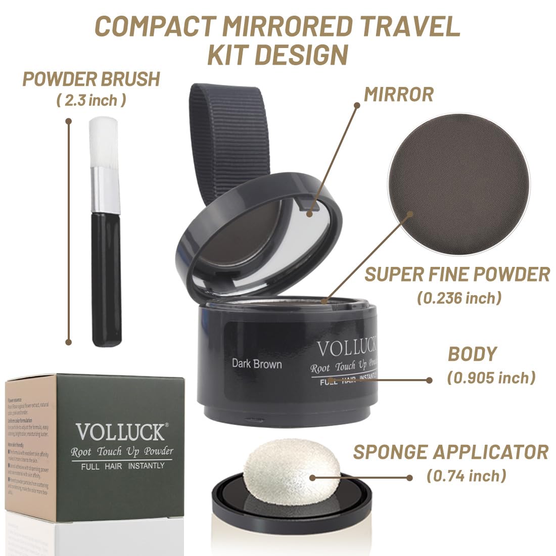 Root Touch Up Powder - Instant Hairline Coverage for Gray Hair & Thinning Areas | Dark Brown, 0.14 Ounce