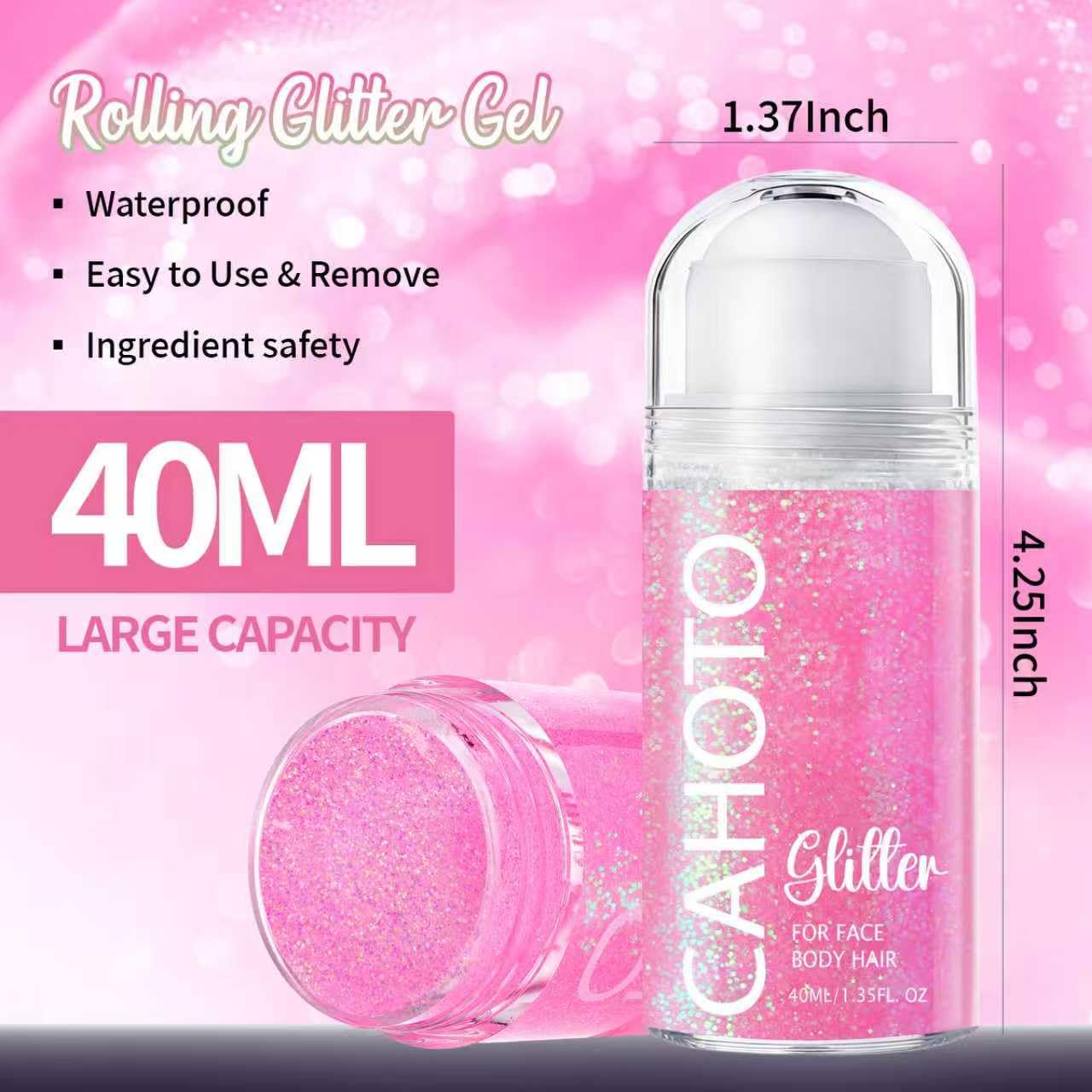 CAHOTO Flamingo Roll-on Glitter for Face Body & Hair
