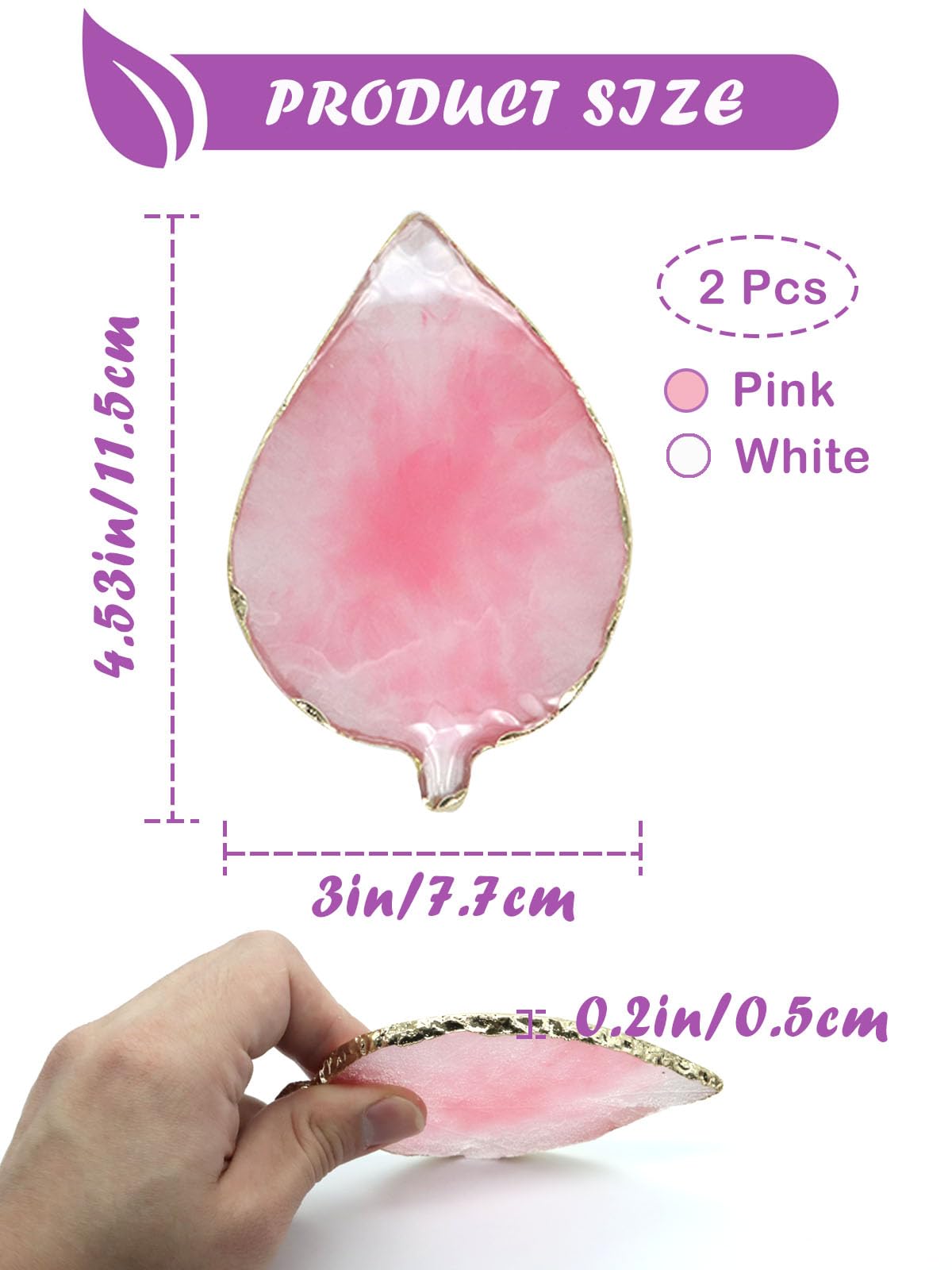 Resin Nail Art Palette,Leaf Design Nail Painting Polish Palette Color Mixing Makeup Tools Gel Polish Tray Cosmetic Mixing Tools Makeup Display Board(White&Pink)