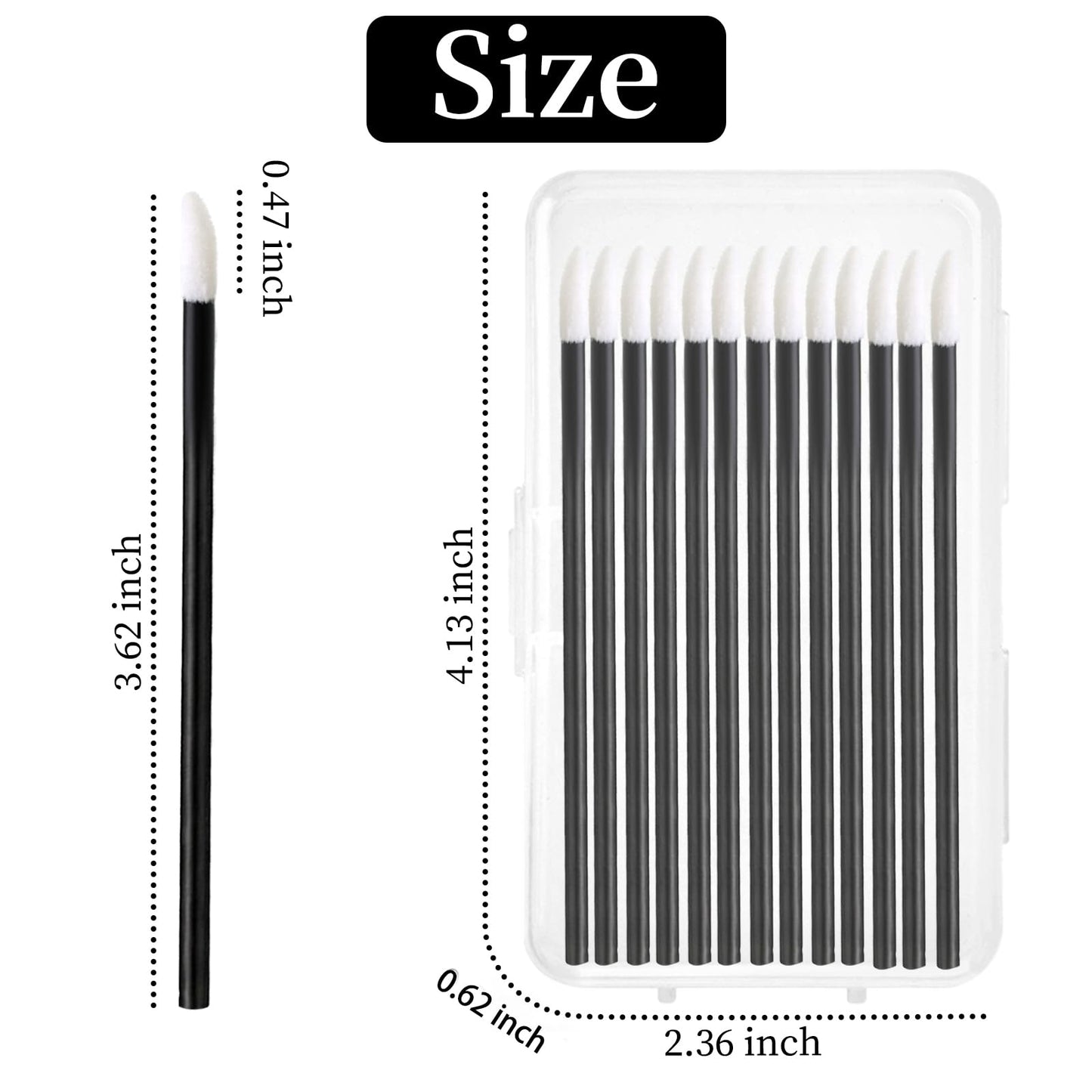 EWVVSS 800 Lip Applicators Disposable with Storage Case, Lip Wands Lipstick Applicator Wands Lint-Free Lip Brush Tools for Makeup Artists Beauty Salon Cosmetic Testing Travel Kit (Black)