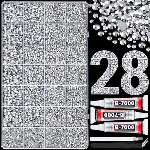 30000Pcs Silver Resin Rhinestones with 3Pcs B7000 Glue for Crafting