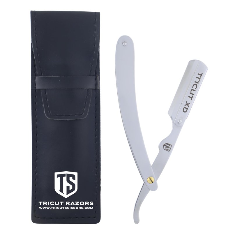 TRICUT Barber Shaving Razor – Crown Finish Professional Straight Edge Razor for Men, Stainless Steel Barber Razor for Precise Shaving & Beard Styling