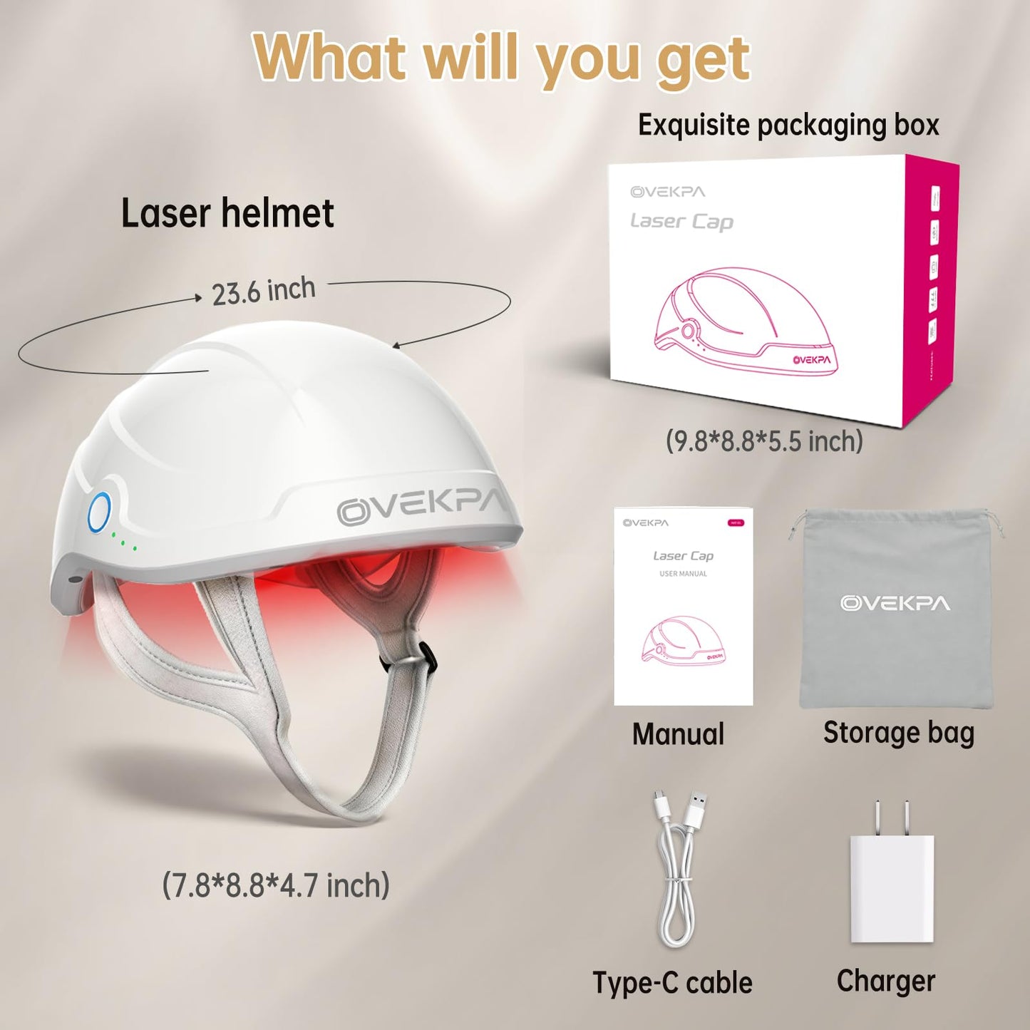 Red Light Therapy for Hair Growth - FDA Cleared Laser Cap for Hair Regrowth, Hair Loss Thinning & Alopecia Treatment for Men & Women, Wireless Rechargeable Model Hat-01 (White)