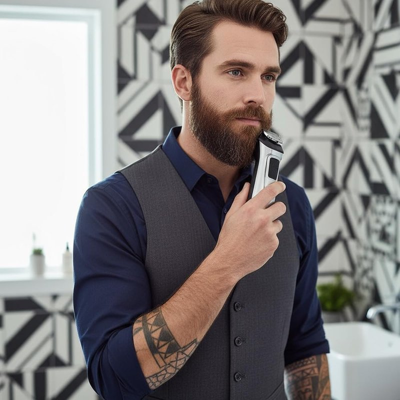 maxeylead 32mm Full Size Replacement Trimmer Blade Compatible with Philips Norelco Multigroom MG3750 MG5750 MG7750 MG7790 MG9510 BT5511 Beard Trimmer Attachment Parts Black (Silver)