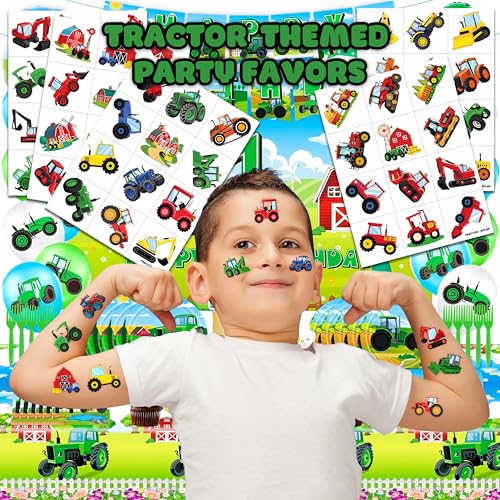 60 PCS Farm Tractor Temporary Tattoos for Kids - Party Favors