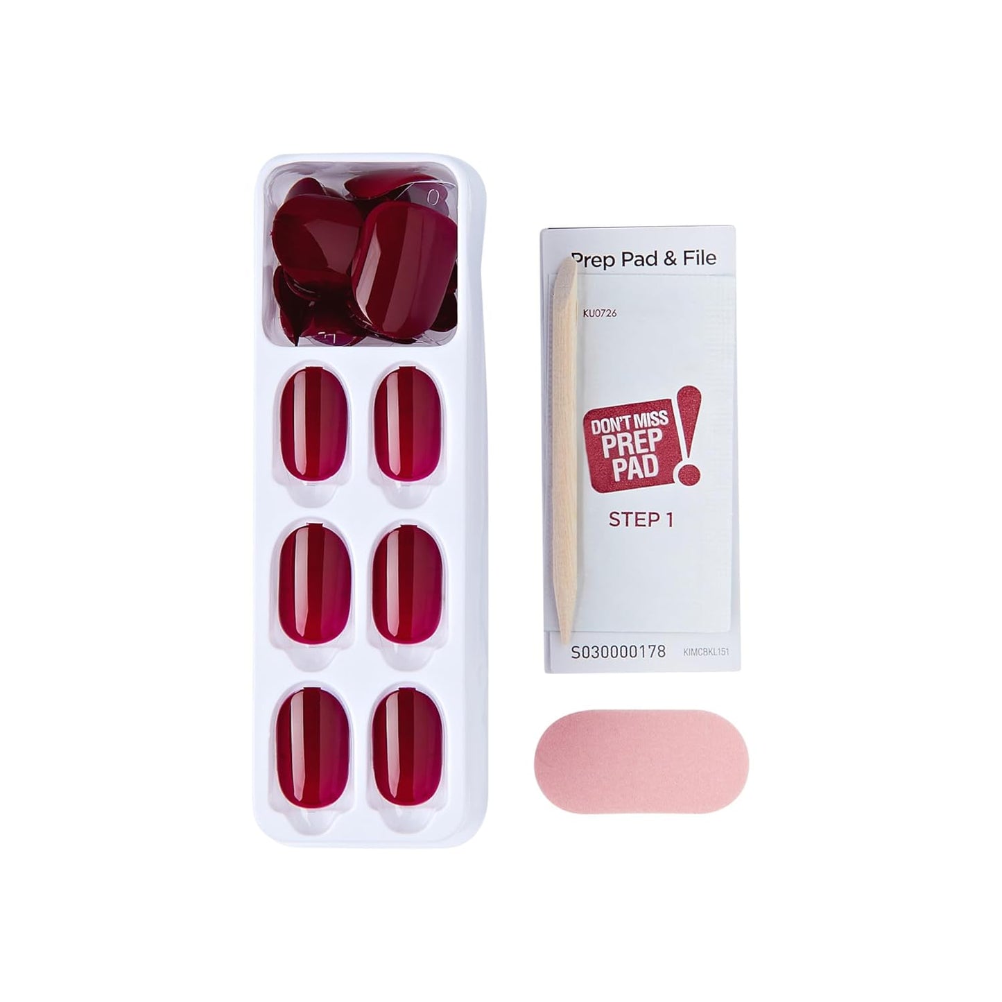Impress No Glue Press-On Nails - Maplewood Red Oval | 30 Nails, Prep Pad & Manicure Tools