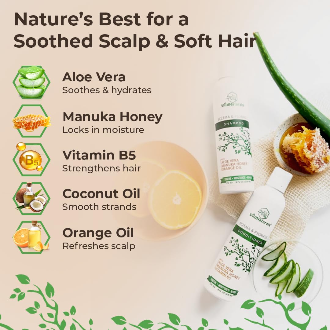 Eczema Psoriasis Shampoo & Conditioner Set | Anti-Dandruff Treatment for Dry Scalp & Itchy Hair