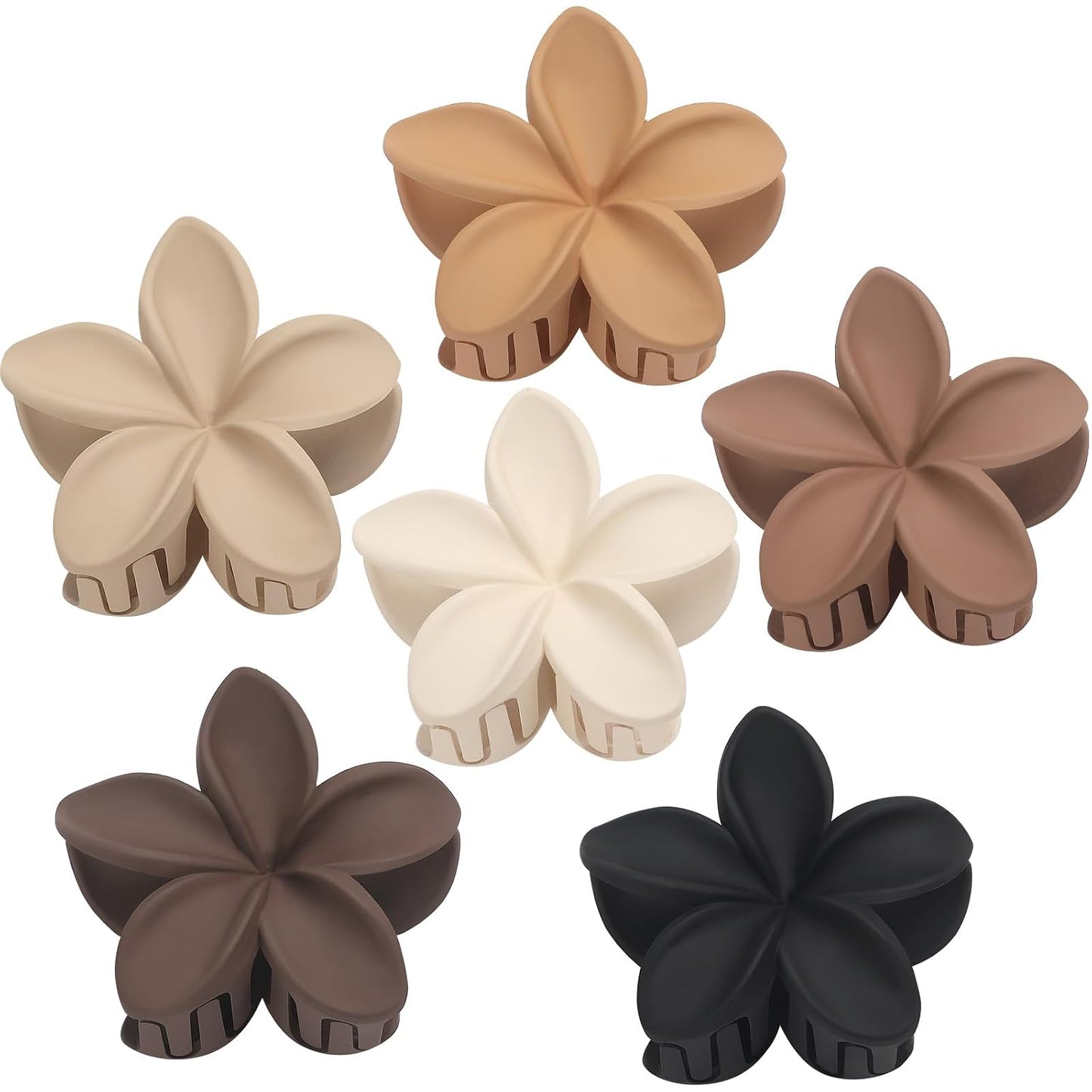Large Flower Claw Hair Clips - 6 Pcs Hawaiian Style for Thick & Medium Hair | Beach Accessories for Women & Girls