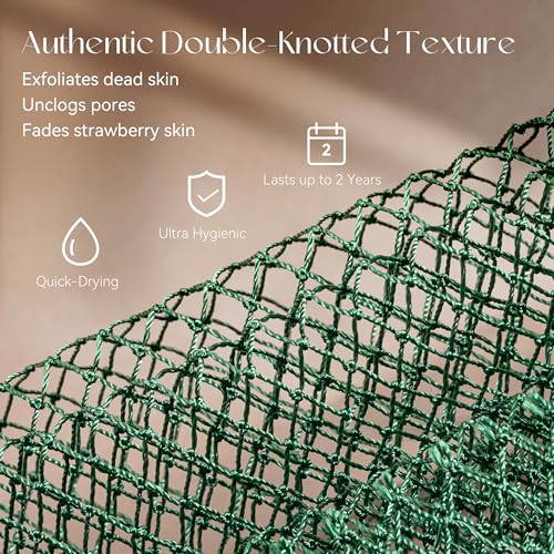 CORATED African Net Sponge Authentic, Shower Loofah Exfoliating Bath Sponge, Body Scrubber for Women and Men Daily Use Body Care, Travel Portable Bath Accessories Spa Gifts