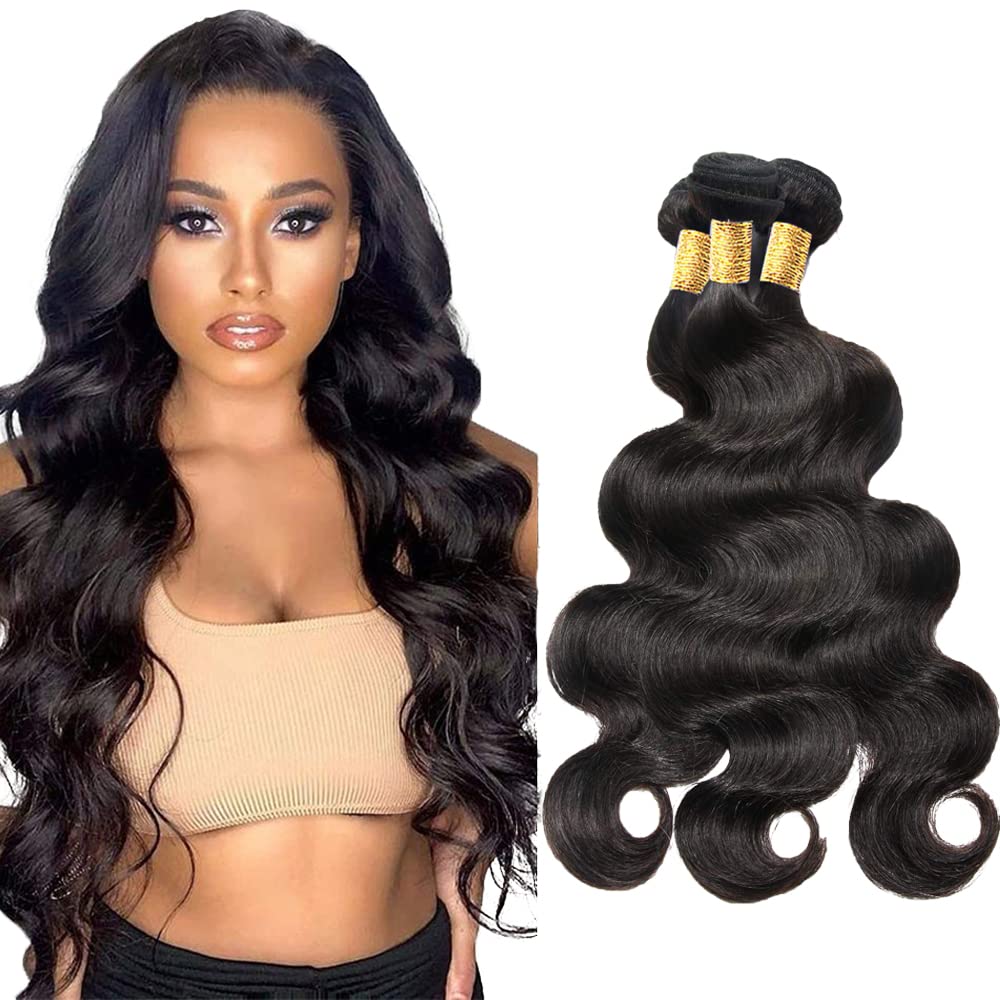 Human Hair Bundles Body Wave Bundles #1B Body Wave Bundle Brazilian Remy Human Hair Bundle 20 22 24 inch