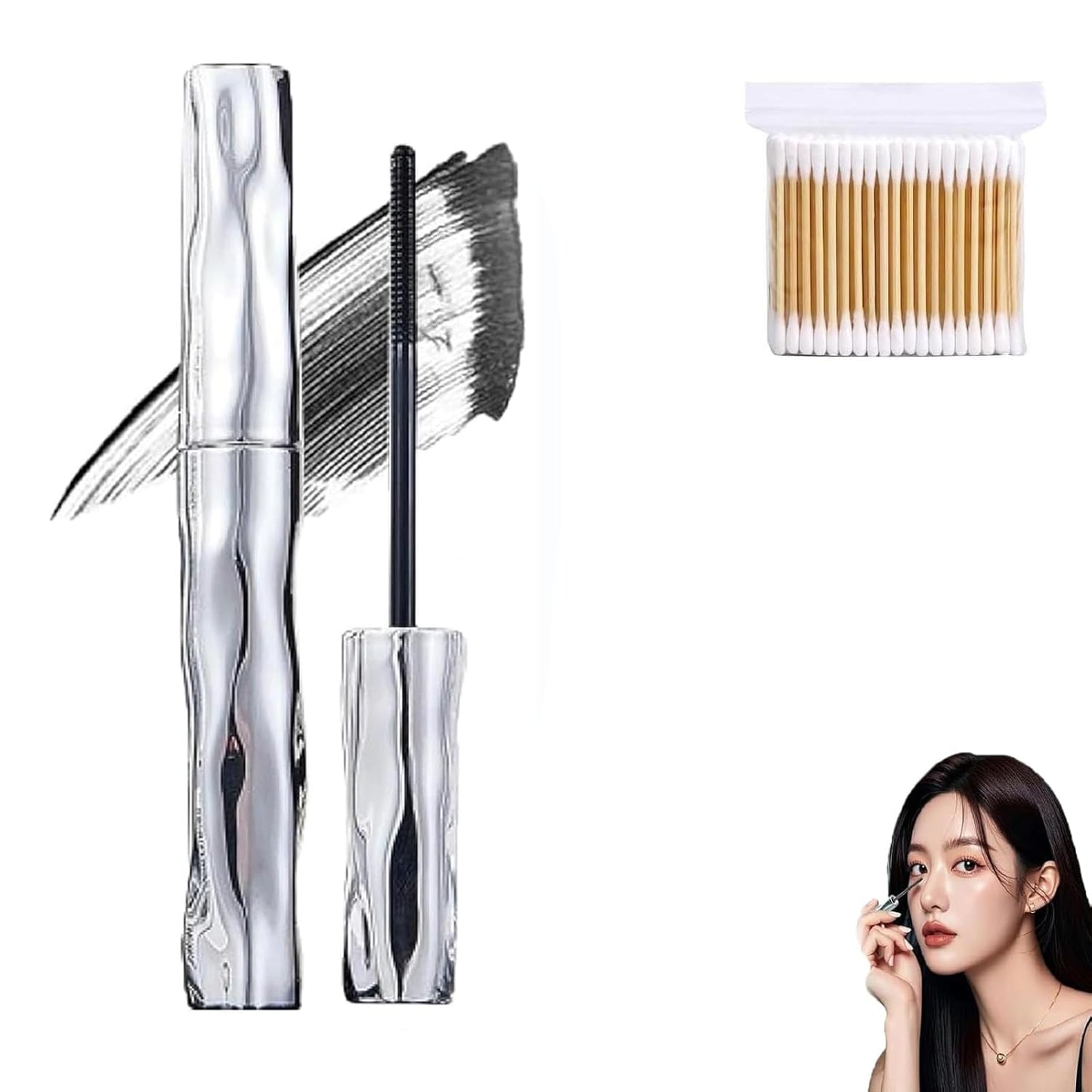 Waterproof Fiber Mascara - Volume & Length Without Clumping | Smudge-Proof, Curling Eyelash Iron (1 Pc)