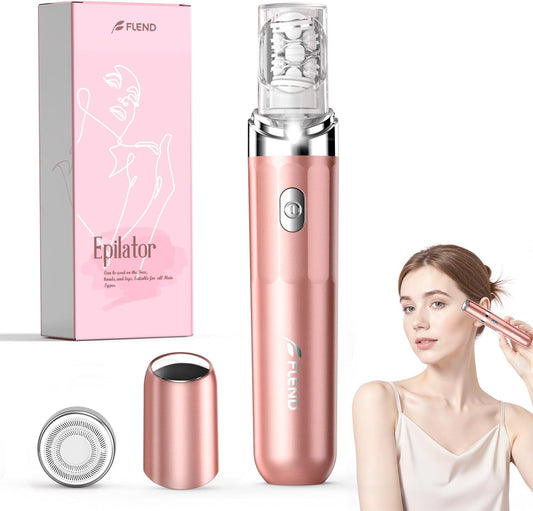 Facial Hair Remover for Women, 2-in-1 Smooth Glide Painless Electric Epilator with LED Light, USB Rechargeable Portable Lady Shaver for Face Lip Chin Leg Arms Bikini