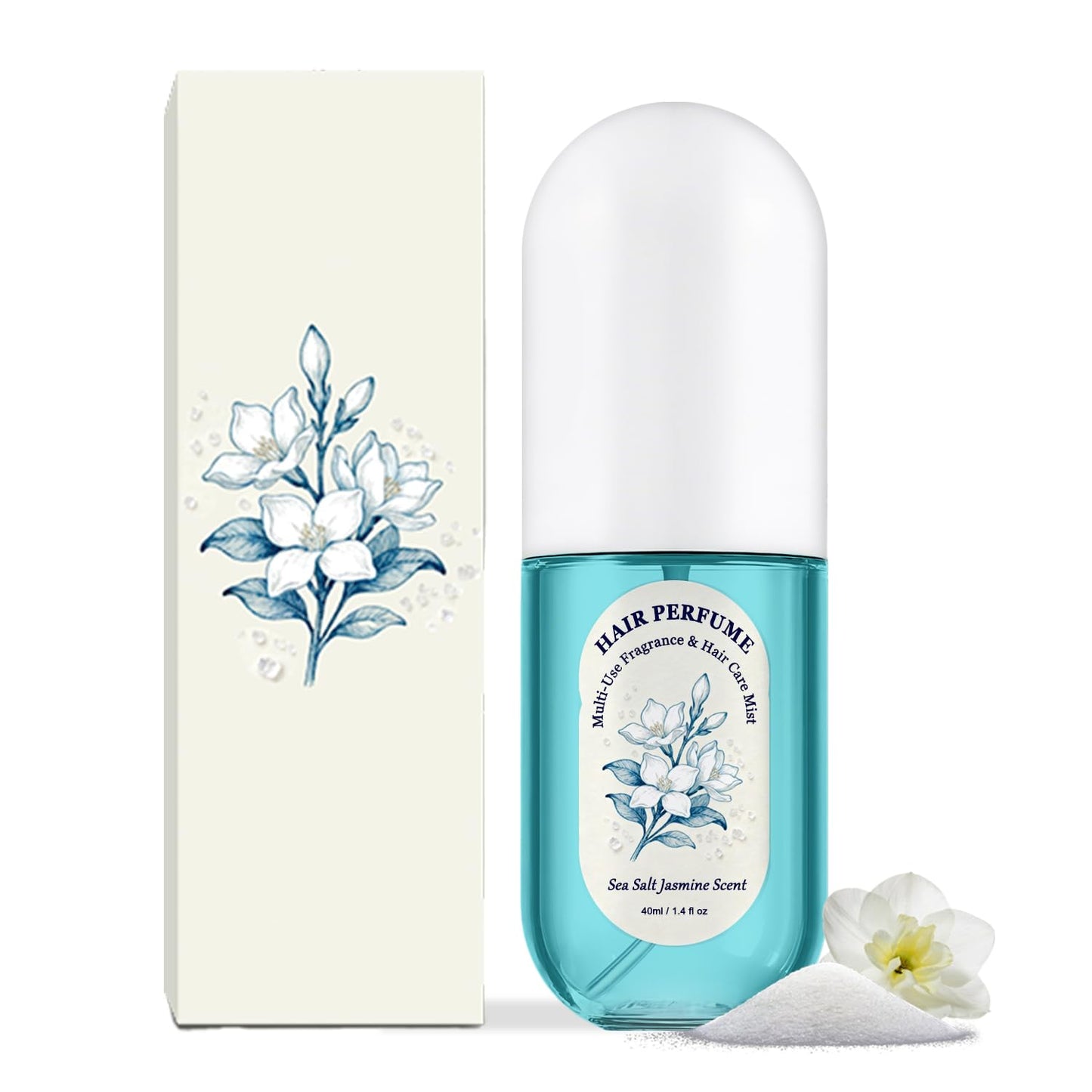 Hair & Body Perfume Mist for Women Long-Lasting - Sea Salt Jasmine Scent | Deodorizing, Portable Spray - Moisturizing & Hydrating Fragrance with Frizz Control & Shine Enhancement, Alcohol-Free, 1.4 oz