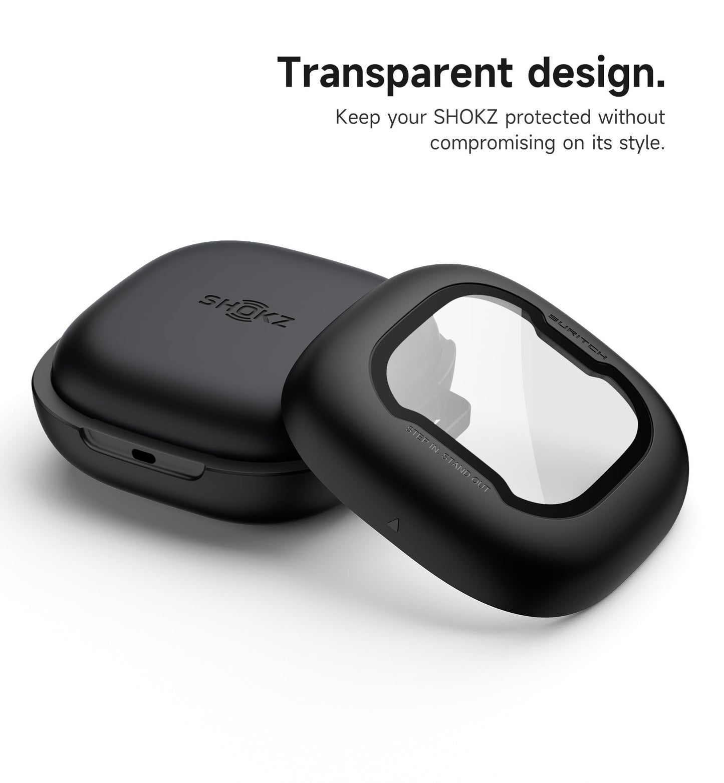 SURITCH for SHOKZ New OpenFit 2 Case Cover, Magnetic Locking Cases for SHOKZ OpenFit 2 Open-Ear Headphones, Shockproof Bumper Protective Covers with Carabiner & Keyring & Cleaner Kit, Black