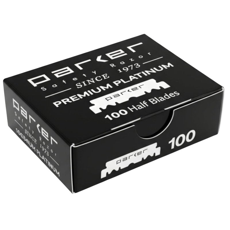 Parker Safety Razor, Premium Platinum Single Edge Razor Blades, 100 Count - For Professional Barber, Shavette and Disposable Blade Straight Razors