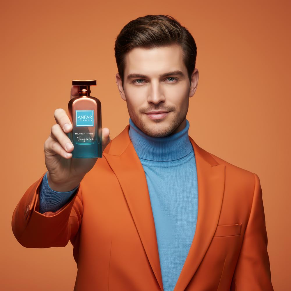 Midnight Frost Tangerine Eau de Parfum 100ml - Long Lasting Citrus Amber Musk Fragrance for Men | Luxury Arabian Cologne