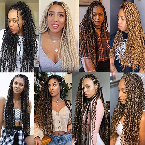 Leeven 18 Inch Passion Twist Crochet Hair 1B# - 7 Strands Water Wave for Butterfly Locs