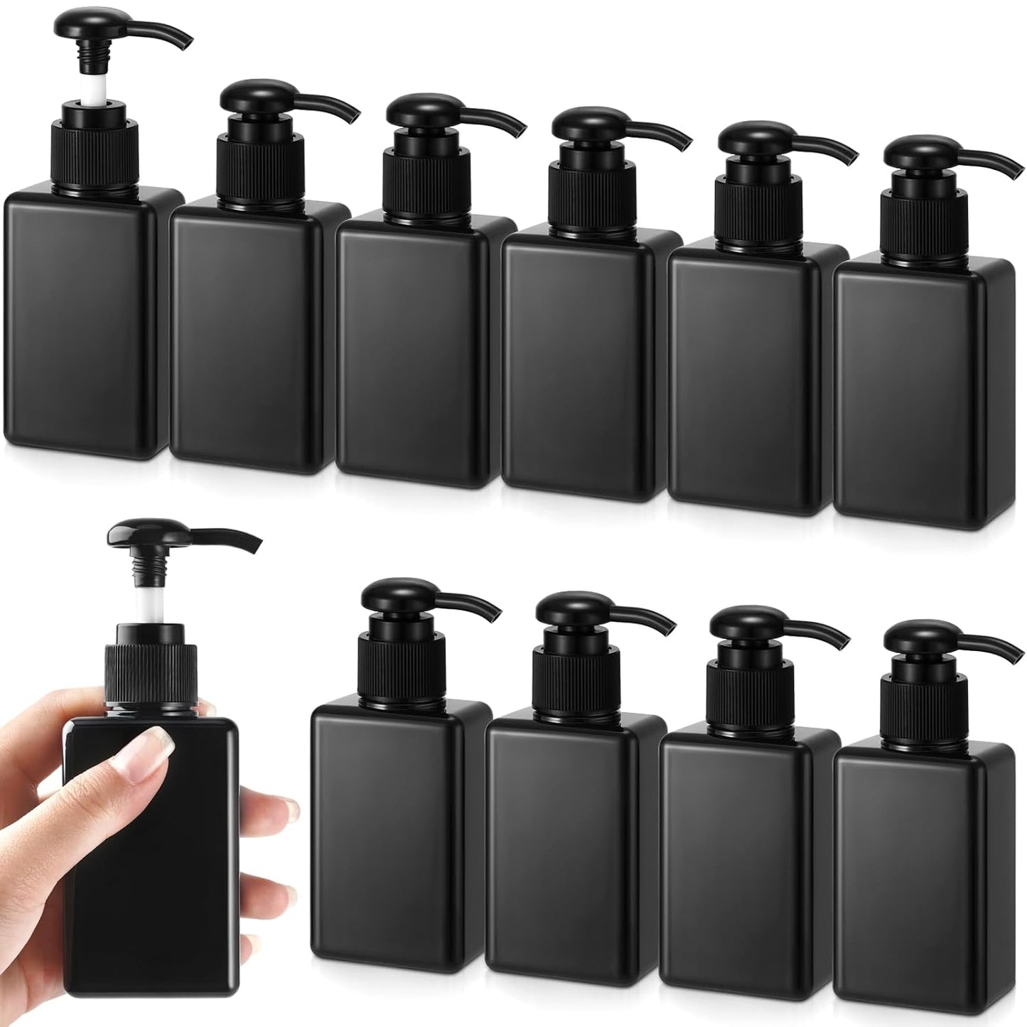 12 Pcs Mini Travel Pump Bottles - 100ml Plastic Dispenser Containers | Green & Brown