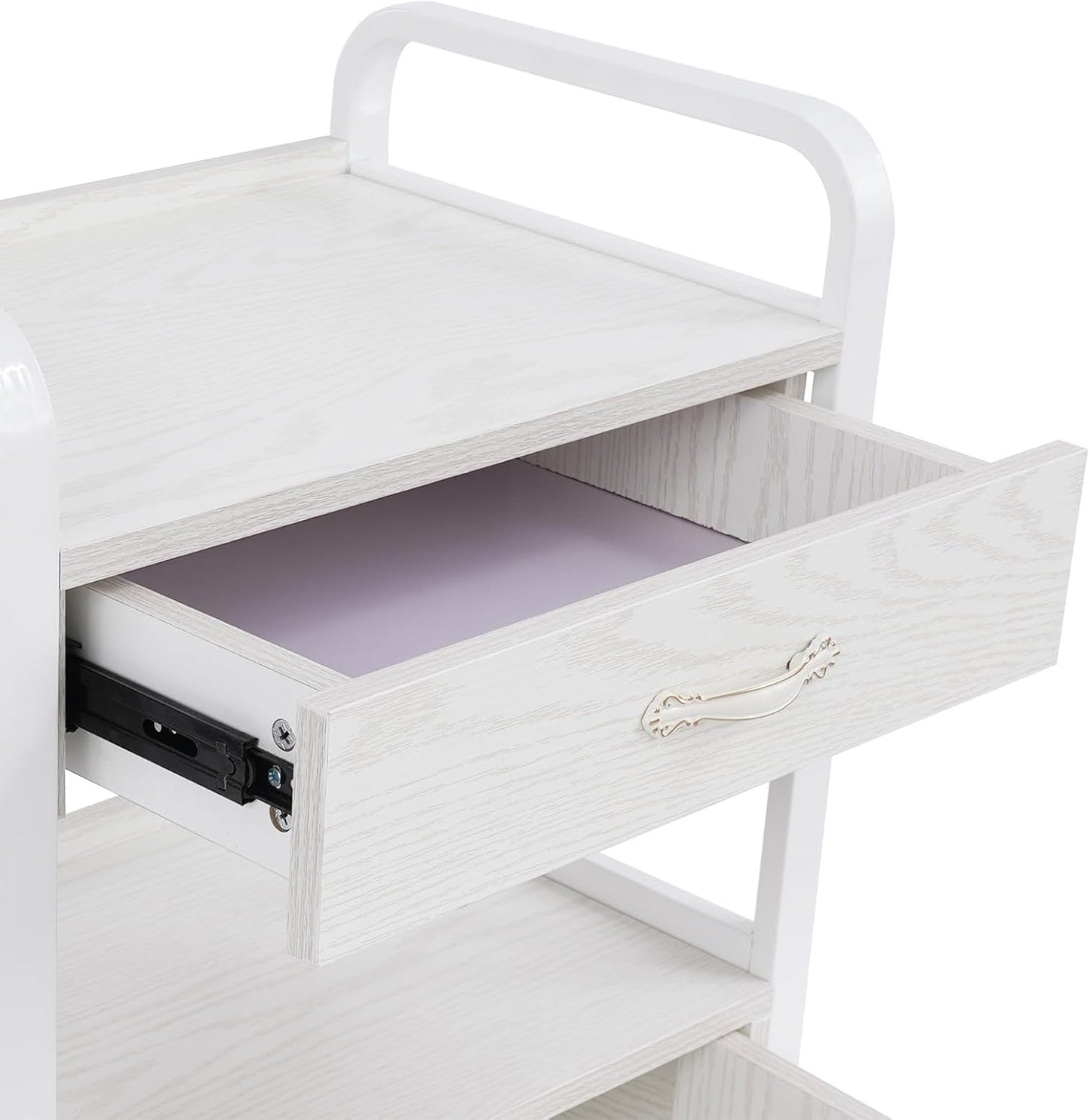 Salon Storage Trolley Cart - Movable Beauty Organizer with Drawers | Stylish White Hair Salon Station