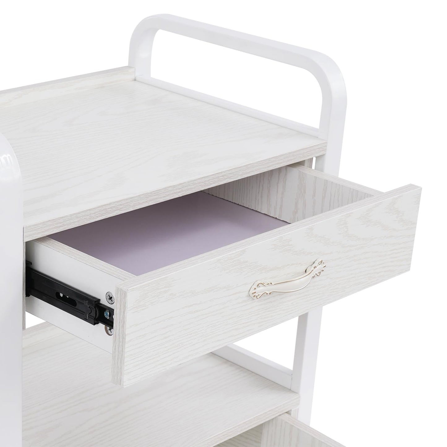 KUMOYOU Rolling Salon Storage Trolley Cart, with Drawers Movable Beauty Organizer, Hair Salon Station Cabinet for Stylist, Barber Shop,Home (White)