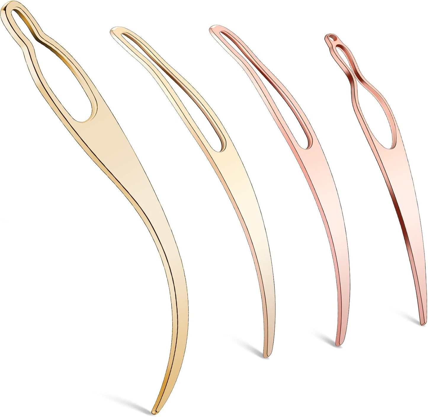 WILLBOND Dreadlock Tool Set - 4 Pieces Crochet Needles for Hair Extensions | Rose Gold & Gold