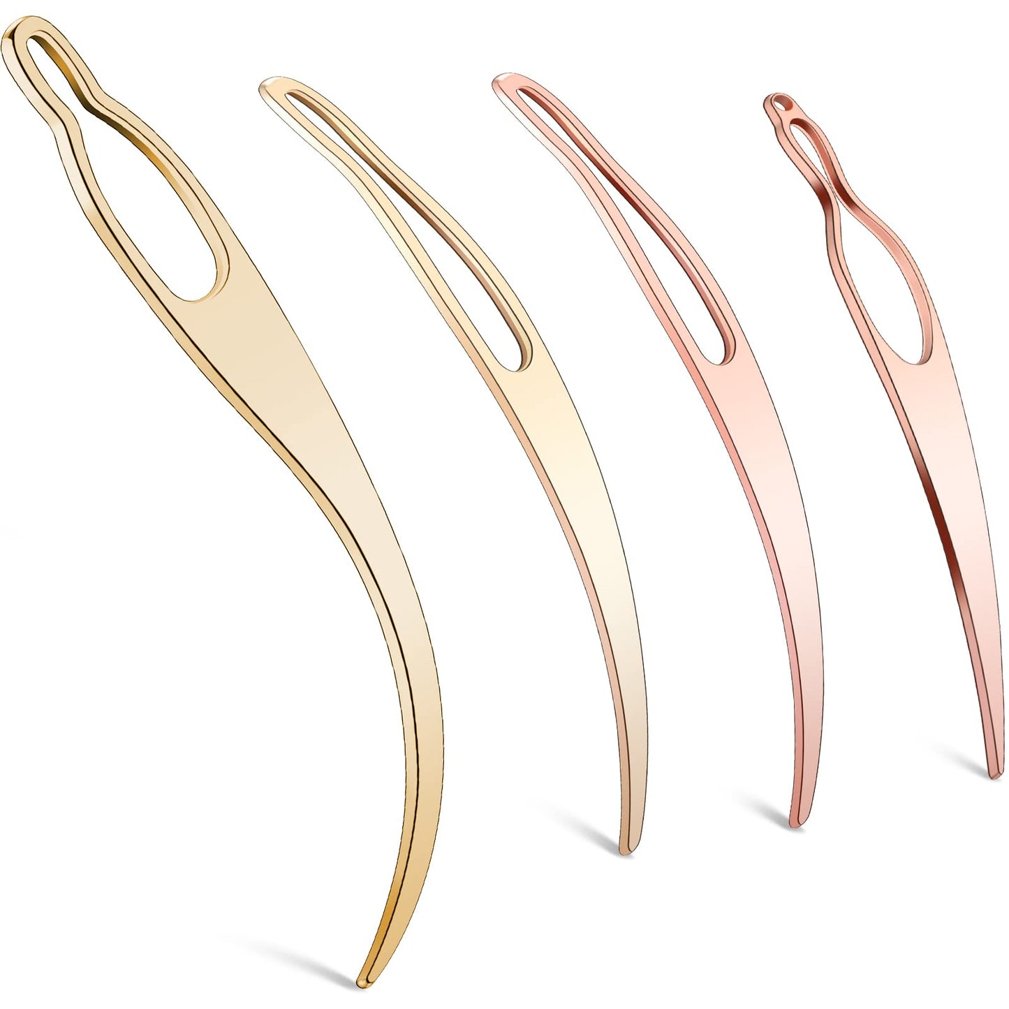 WILLBOND 4 Pieces Retighten Tool, Dreadlock Tool for Hair, Dreadlock Crochet Needle, Loc Crochet Needle for Hair Extensions Styling Loc Maintenance(Rose Gold, Gold)