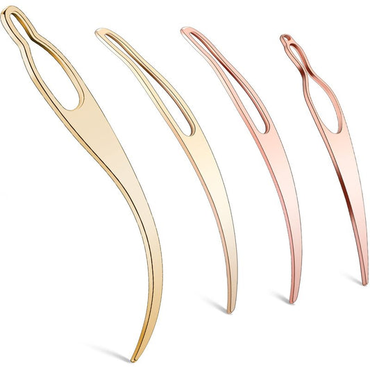 WILLBOND 4 Pieces Retighten Tool, Dreadlock Tool for Hair, Dreadlock Crochet Needle, Loc Crochet Needle for Hair Extensions Styling Loc Maintenance(Rose Gold, Gold)