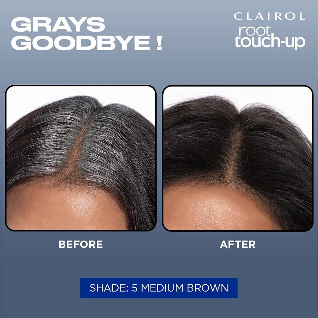 Clairol Root Touch-Up Permanent Hair Dye - 5 Medium Brown | 100% Gray Coverage, Easy Brush Application