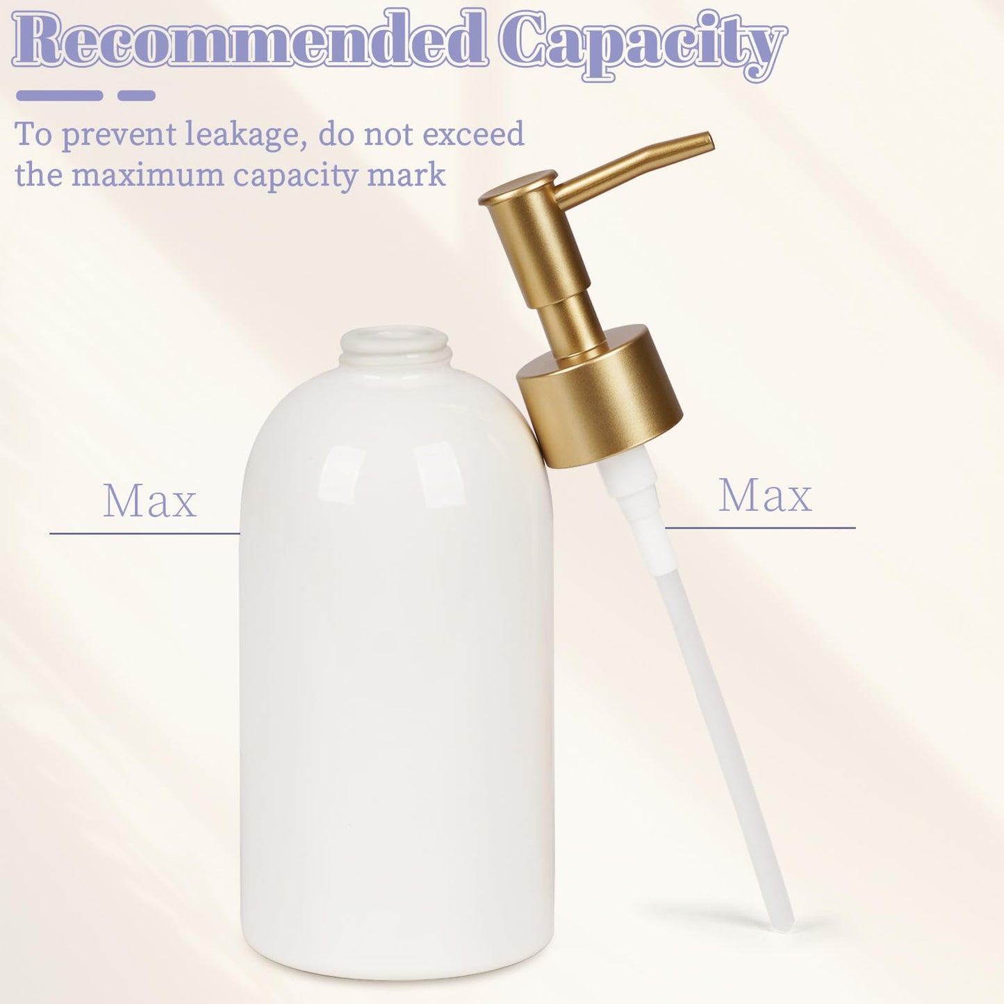 Natheeph 14OZ Ceramic Soap Dispenser Ceramic Soap Pump Dispenser Can Fill Liquid for Bathroom/Kitchen (White)